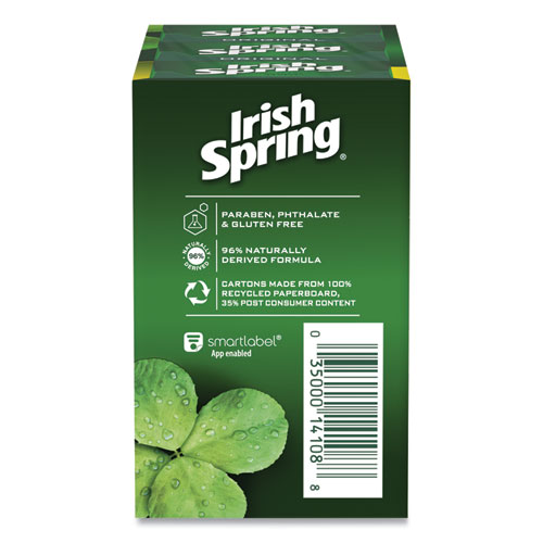 Image of Irish Spring® Bar Soap, Clean Fresh Scent, 3.75 Oz, 3 Bars/Pack, 18 Packs/Carton