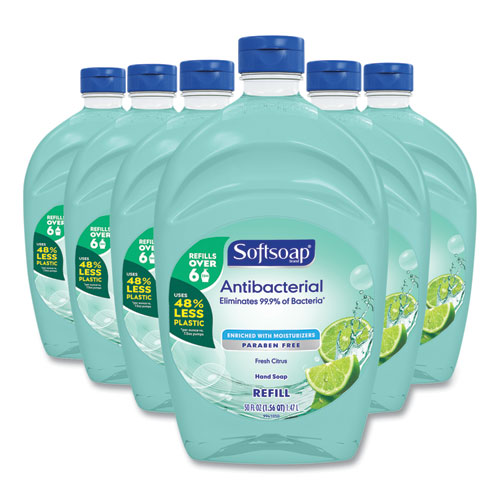 Softsoap® Antibacterial Liquid Hand Soap Refills, Fresh, 50 Oz, Green, 6/Carton
