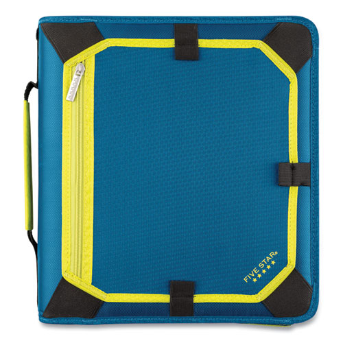 Zipper Binder, 3 Rings, 2" Capacity, 11 x 8.5, Teal/Yellow Accents