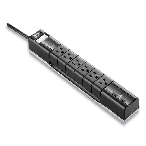 Essential SurgeArrest Surge Protector, 6 AC/2 USB Outlets, 6 ft Cord, 1080 J, Black