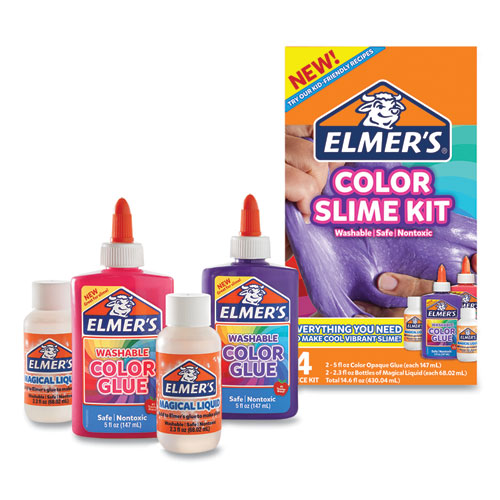 Image of Color Slime Kit, (1) 5 oz Pink Color Glue, (1) 5 oz Purple Color Glue, (2) 2.3 oz Elmer's Magical Liquid