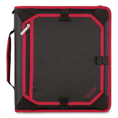 Image of Zipper Binder, 3 Rings, 2" Capacity, 11 x 8.5, Black/Red Accents