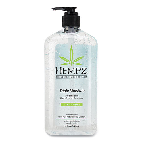 Hempz® Antibacterial Triple Moisture Gel Hand Sanitizer, 21 oz Pump Bottle, Enhanced Grapefruit and Sparkling Peach