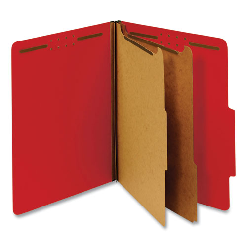 BRIGHT COLORED PRESSBOARD CLASSIFICATION FOLDERS, 2 DIVIDERS, LETTER SIZE, RUBY RED, 10/BOX