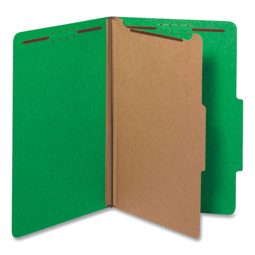 Bright Colored Pressboard Classification Folders, 1 Divider, Legal Size, Emerald Green, 10/Box