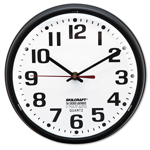 6645013897958 SKILCRAFT Slimline Quartz Wall Clock, 9.2 Overall Diameter, Black Case, 1 AA (sold separately)