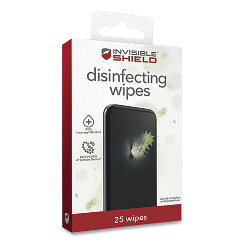 ZAGG® InvisibleShield Disinfecting Wipes for Electronic Devices, Spun Fiber, 3 x 3, 25/Pack