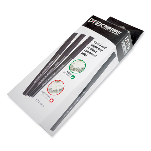 DTEK Counterfeit Detector Pens, Black, 12/Pack