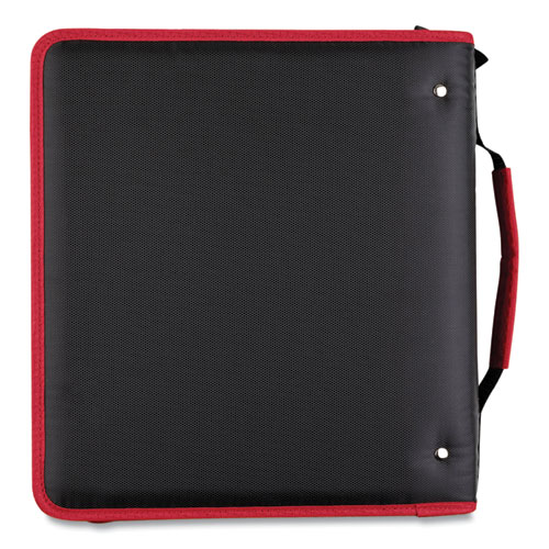 Image of Five Star® Zipper Binder, 3 Rings, 2" Capacity, 11 X 8.5, Black/Red Accents