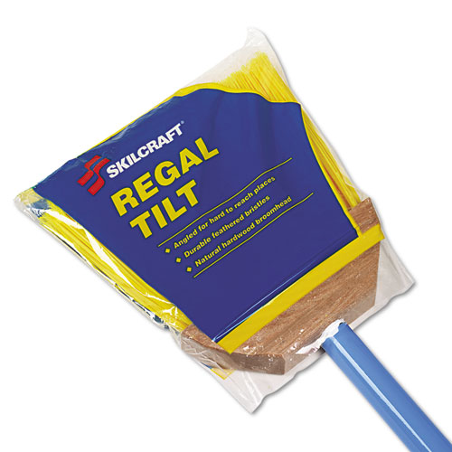 7920014588208 SKILCRAFT Tilt-Angle Broom, 60" Handle, Blue/Yellow