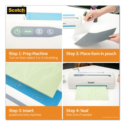 Image of Scotch™ Laminating Pouches, 5 Mil, 3.75" X 2.38", Gloss Clear, 100/Pack