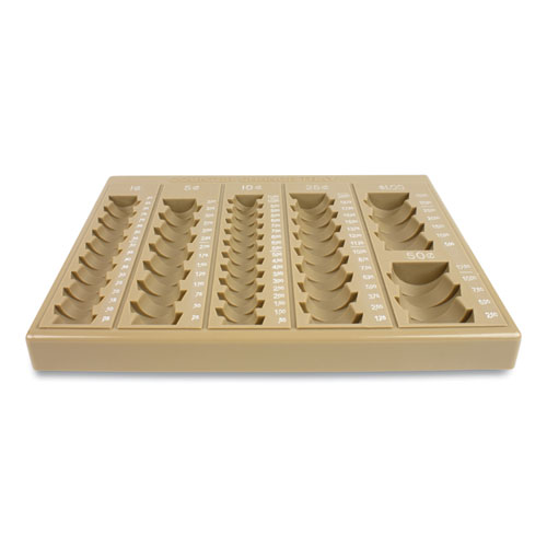 Controltek® Plastic Coin Tray, 6 Compartments, Stackable, 7.75 X 10 X 1.5, Tan