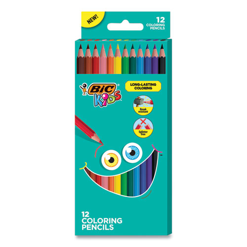 Kids Coloring Pencils, 0.7 mm, HB2 (2), Assorted Lead, Assorted Barrel Colors, 12/Pack