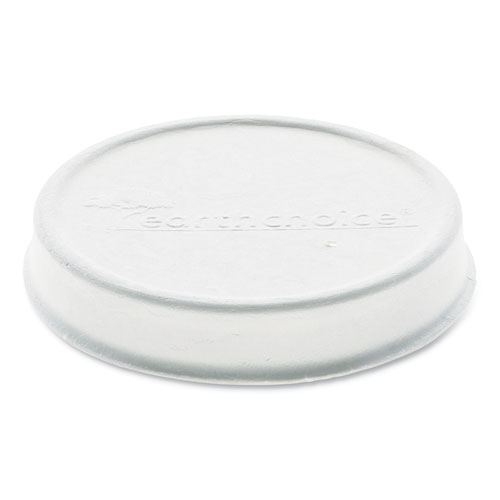 Pactiv EarthChoice Compostable Fiber-Blend Soup Cup Lid, For 8-16 oz Soup Cups, 4" Diameter, White, 500/Carton