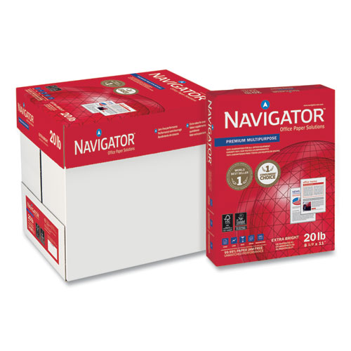 Navigator® Premium Multipurpose Copy Paper, 97 Bright, 20 Lb Bond Weight, 8.5 X 11, White, 500 Sheets/Ream, 5 Reams/Carton