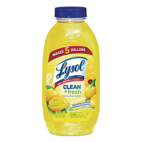 LYSOL® Brand Clean and Fresh Multi-Surface Cleaner, Sparkling Lemon and Sunflower Essence, 10.75 oz Bottle, 20/Carton