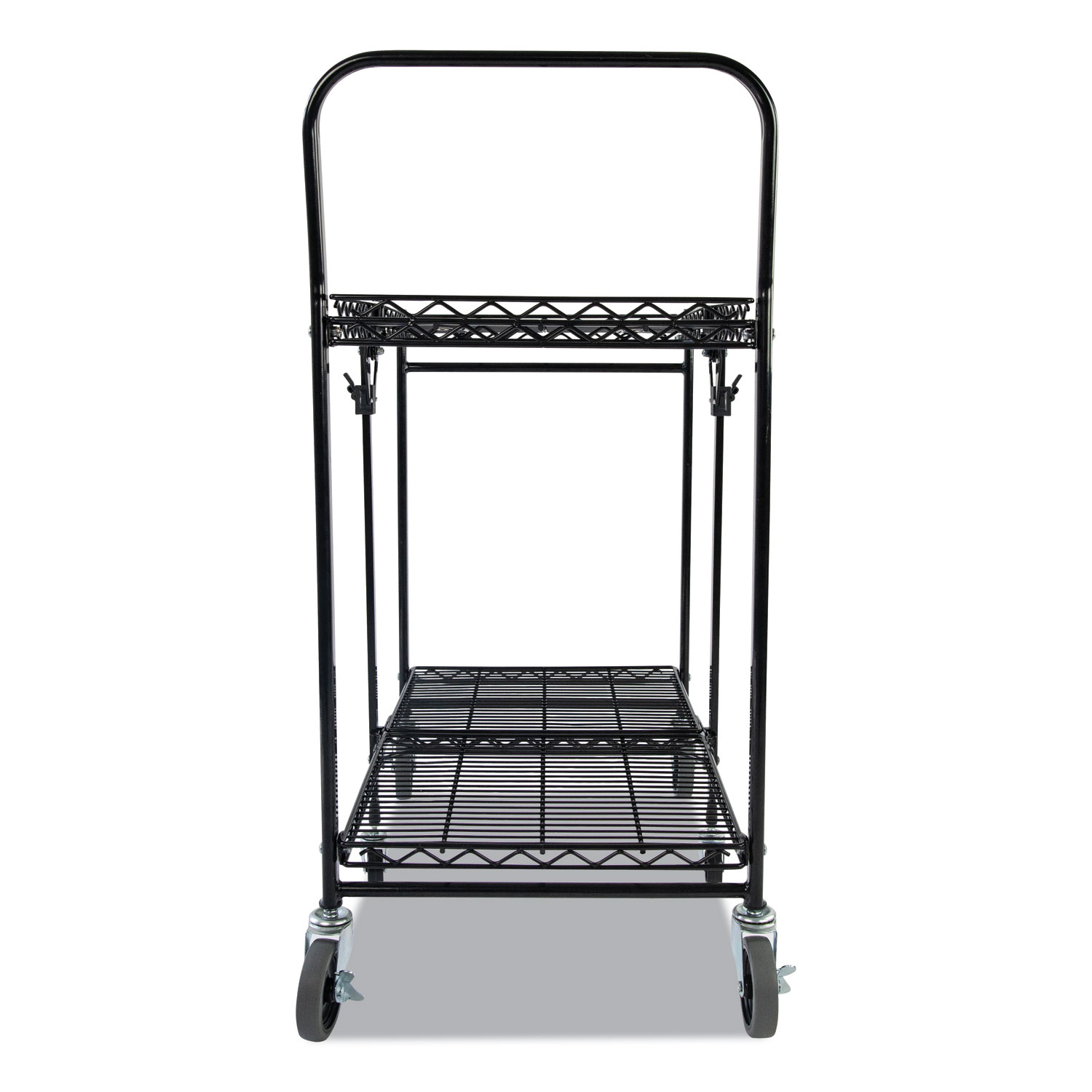 Image of Stowaway Folding Carts, Metal, 2 Shelves, 250 lb Capacity, 29.63" x 37.25" x 18", Black