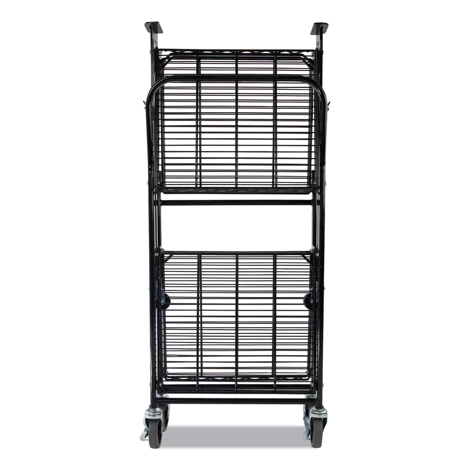 Image of Stowaway Folding Carts, 2 Shelves, 29.63w x 37.25d x 18h, Black, 250 lb Capacity