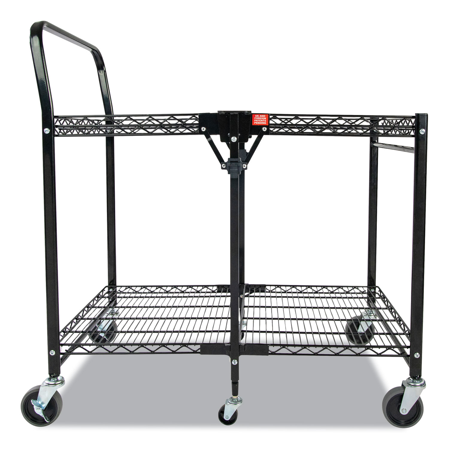 Image of Stowaway Folding Carts, 2 Shelves, 35w x 37.25d x 22h, Black, 250 lb Capacity