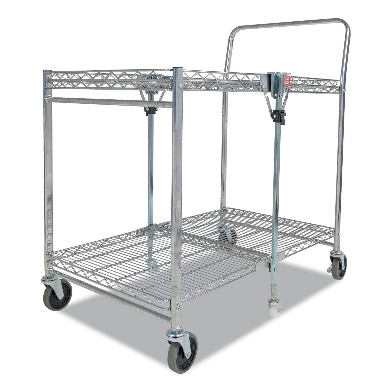 Image of Stowaway Folding Carts, 2 Shelves, 35w x 37.25d x 22h, Chrome, 250 lb Capacity