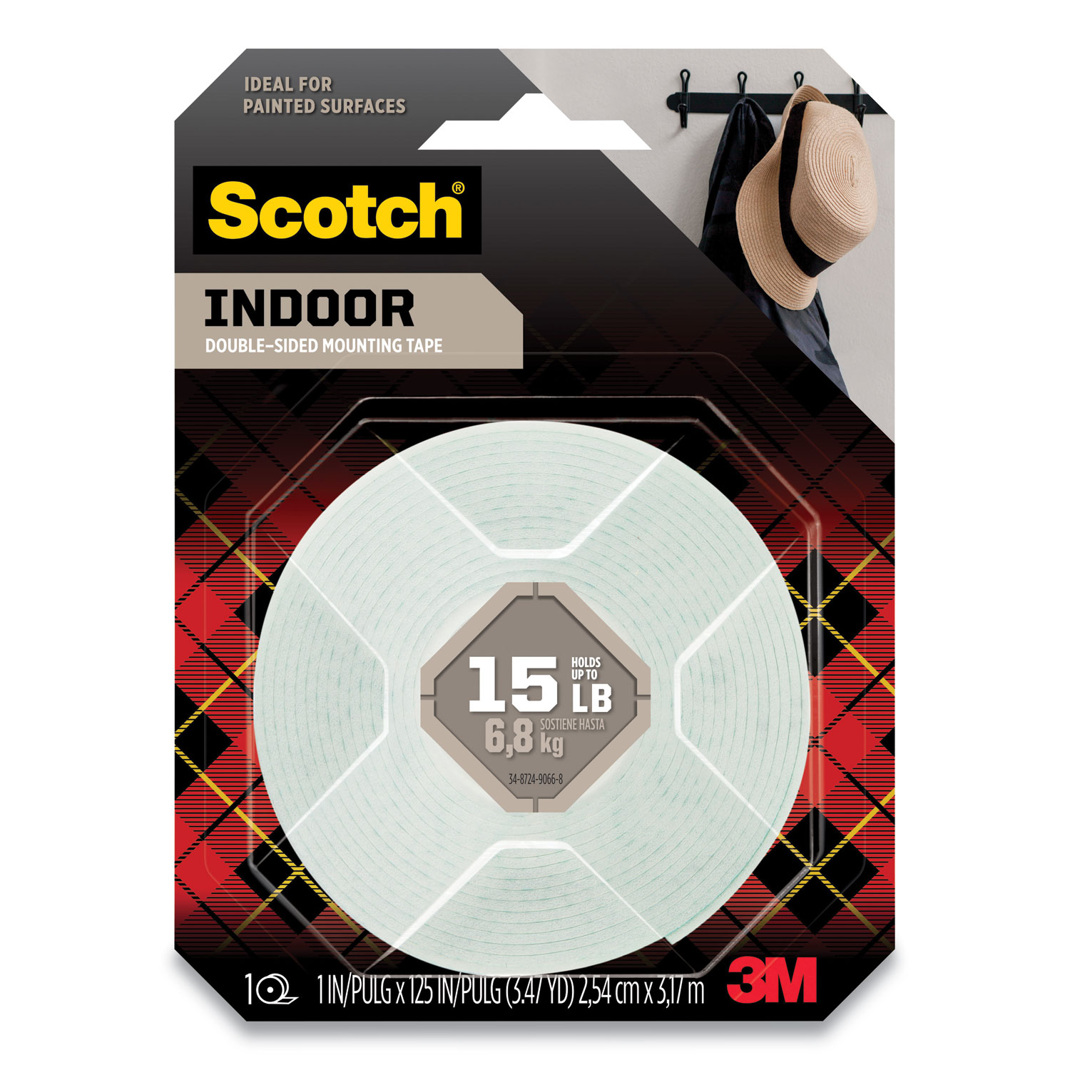Scotch® Permanent High-Density Foam Mounting Tape, Holds Up to 15 lbs, 1 x 125, White