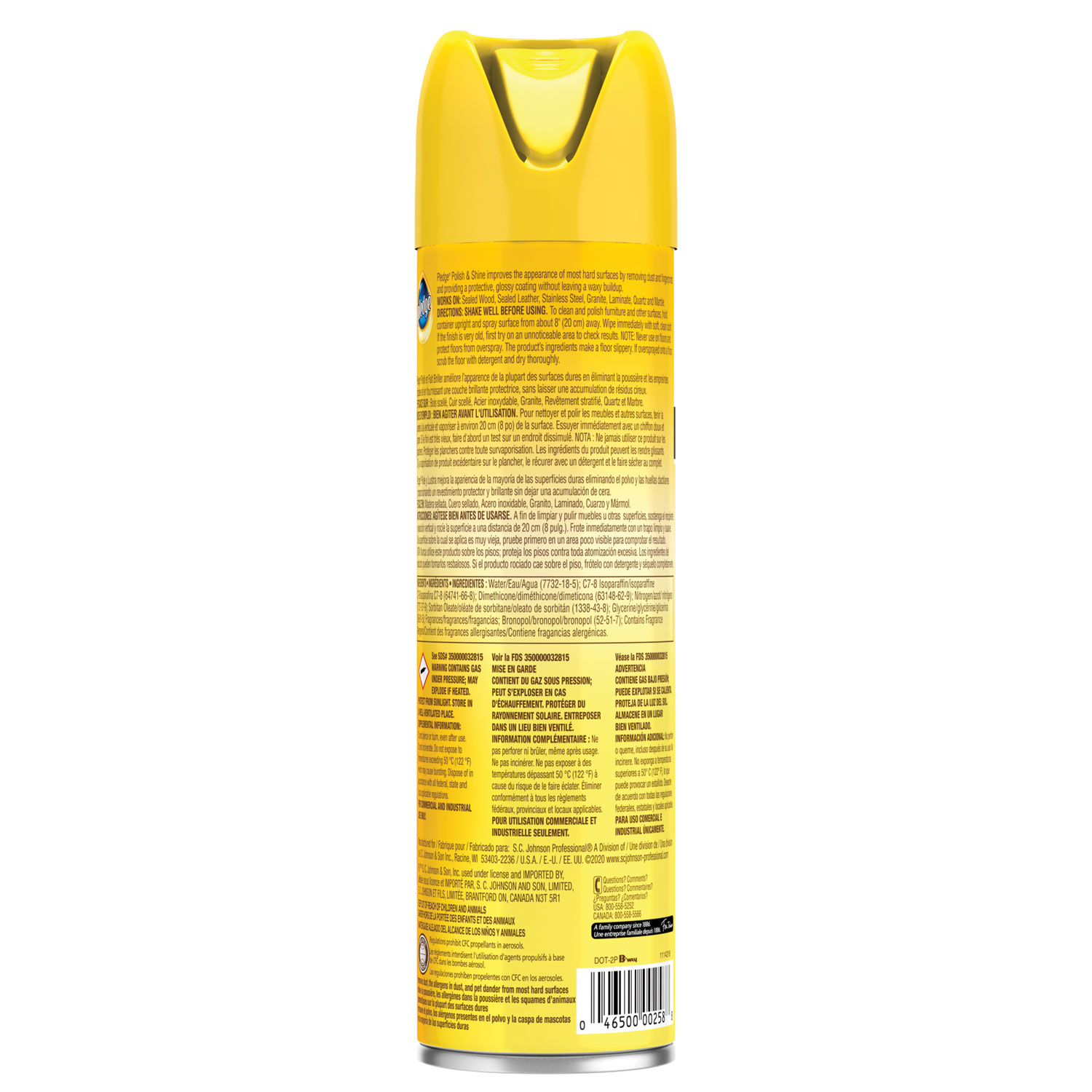 Image of Furniture Polish, Lemon, 14.2 oz Aerosol Spray, 6/Carton