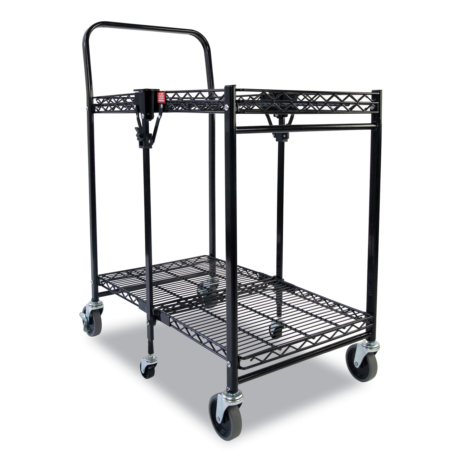 Image of Stowaway Folding Carts, 2 Shelves, 29.63w x 37.25d x 18h, Black, 250 lb Capacity