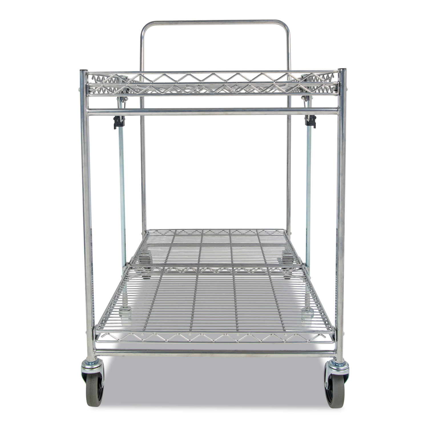 Image of Stowaway Folding Carts, 2 Shelves, 35w x 37.25d x 22h, Chrome, 250 lb Capacity
