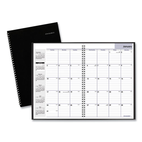 Image of At-A-Glance® Dayminder Monthly Planner, Ruled Blocks, 12 X 8, Black Cover, 14-Month (Dec To Jan): 2023 To 2025