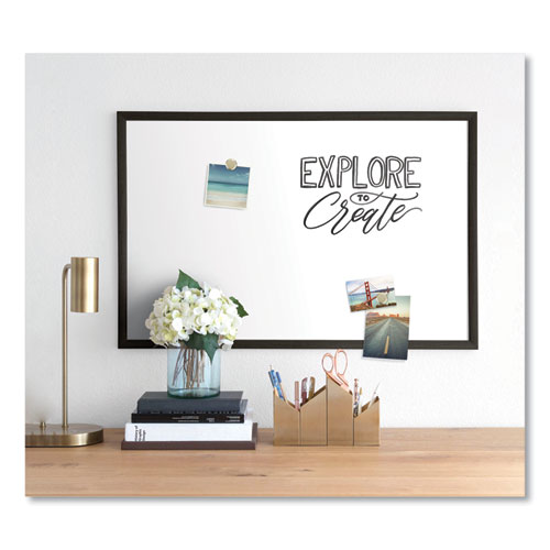 Magnetic Dry Erase Board with Wood Frame, 35 x 23, White Surface, Black Frame