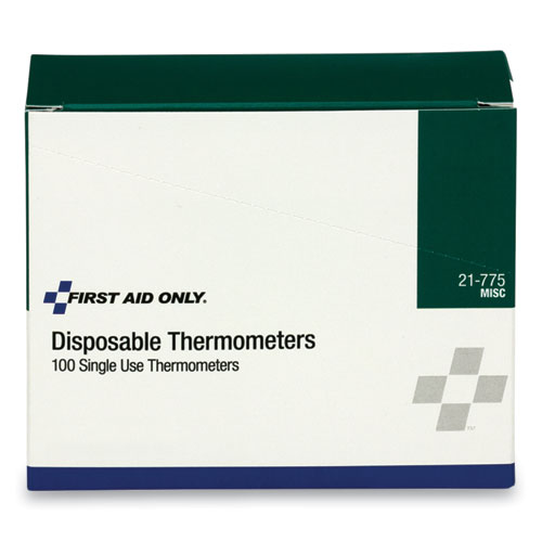 First Aid Only™ Disposable Forehead Thermometer, Dot-Matrix Phase Change,100/Box