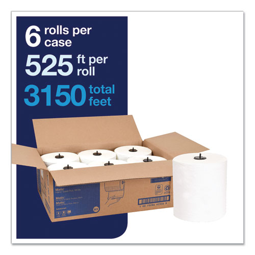 Image of Advanced Matic Hand Towel Roll, 2-Ply, 7.7" x 525 ft, White, 643/Roll, 6 Rolls/Carton