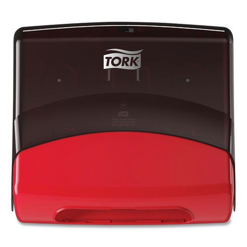 Tork® Performance Folded Wiper/Cloth Dispenser, 16.81 x 8.11 x 15.51, Red/Smoke