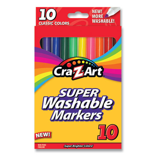 Cra-Z-Art® Super Washable Markers, Fine Bullet Tip, Assorted Colors, 10/Set