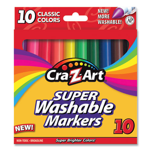 Cra-Z-Art® Super Washable Markers, Broad Bullet Tip, Assorted Colors, 10/Set