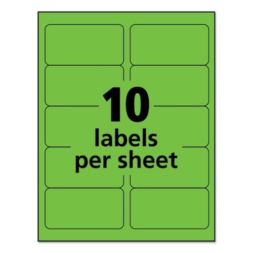 Image of High-Visibility Permanent Laser ID Labels, 2 x 4, Neon Green, 1000/Box