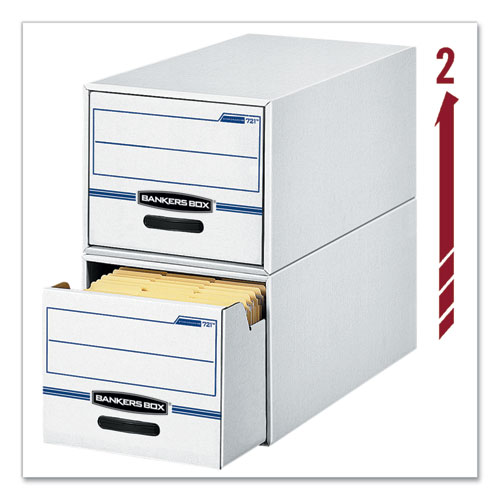 Image of Bankers Box® Stor/Drawer Basic Space-Savings Storage Drawers, Legal Files, 16.75" X 19.5" X 11.5", White/Blue, 6/Carton