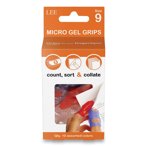 Image of Lee Tippi Micro-Gel Fingertip Grips, Size 9, Large, Assorted, 10/Pack