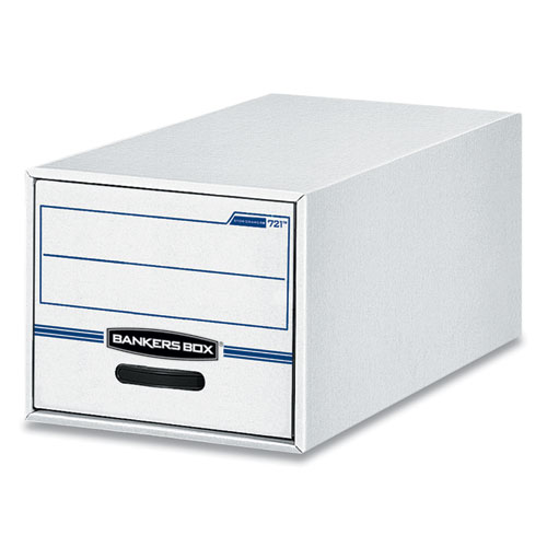 Bankers Box® Stor/Drawer Basic Space-Savings Storage Drawers, Letter Files, 14" X 25.5" X 11.5", White/Blue, 6/Carton