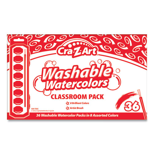 Cra-Z-Art® Washable Watercolor Classroom Pack, 8-Color Kits (Assorted Colors), 36 Kits/Box