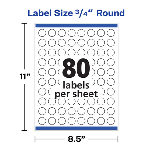 Image of Printable Self-Adhesive Permanent ID Labels w/Sure Feed, 0.75" dia, White 800/PK