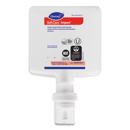Soft Care Impact Liquid Hand Sanitizer for IntelliCare Dispensers, 1.2 L Cartridge, Alcohol, 6/Carton