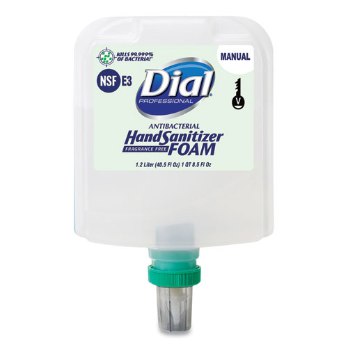 Dial® Professional Antibacterial Foaming Hand Sanitizer Refill for Dial 1700 V Dispenser, Fragrance-Free, 1.2 L, 3/Carton