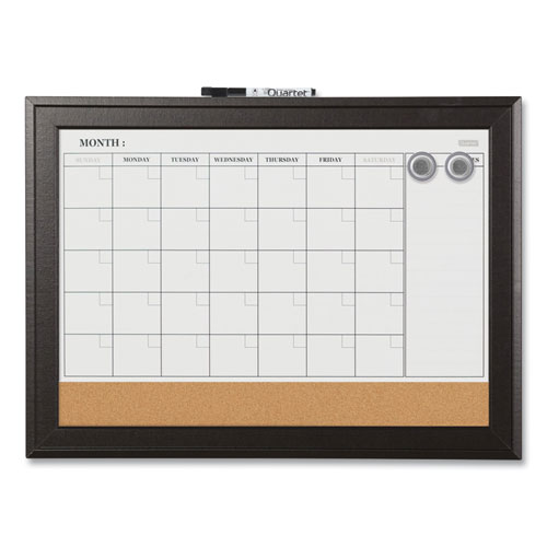 Quartet® Home Decor Magnetic Combo Dry Erase Board With Cork Board On Bottom, 23 X 17, Tan/White Surface, Espresso Wood Frame