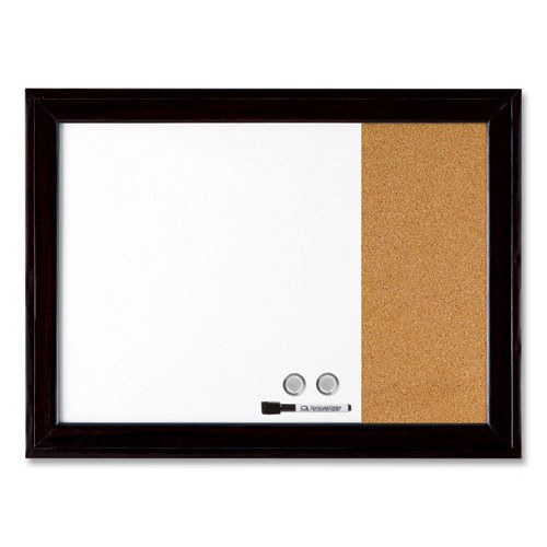 Quartet® Home Decor Magnetic Combo Dry Erase Board With Cork Board On Side, 23 X 17, Tan/White Surface, Black Wood Frame