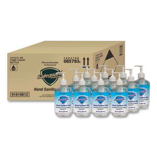 Safeguard™ Professional Hand Sanitizer Gel, 18 oz Pump Bottle, Fragrance-Free, 12/Carton