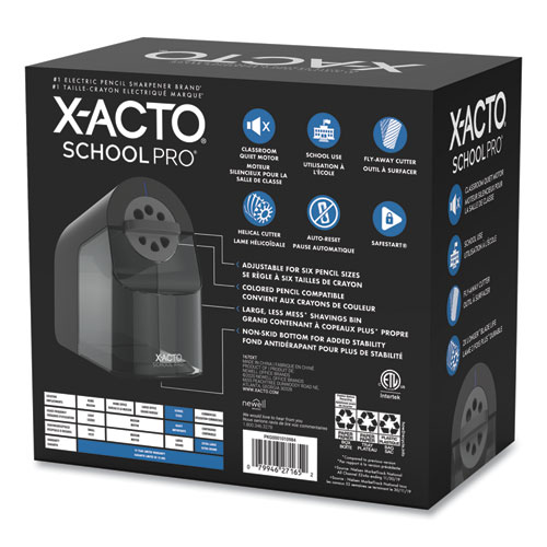 Image of X-Acto® Model 1670 School Pro Classroom Electric Pencil Sharpener, Ac-Powered, 4 X 7.5 X 7.5, Black/Gray/Smoke