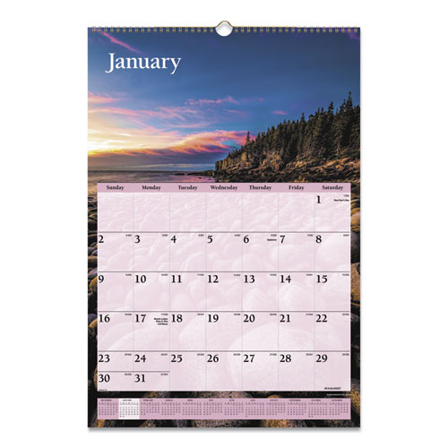 Scenic Monthly Wall Calendar, Scenic Landscape Photography, 15.5 x 22.75, White/Multicolor Sheets, 12-Month (Jan-Dec): 2022