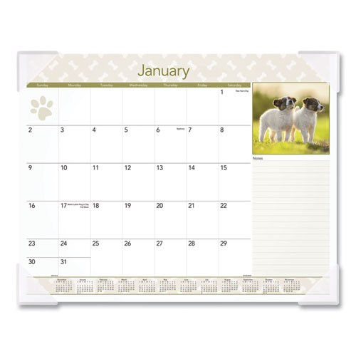 Puppies Monthly Desk Pad Calendar, Puppies Photography, 22 x 17, White Sheets, Clear Corners, 12-Month (Jan to Dec): 2022