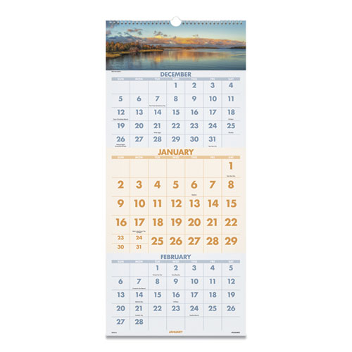 Scenic Three-Month Wall Calendar, Scenic Landscape Photography, 12 x 27, White Sheets, 14-Month (Dec to Jan): 2021 to 2023
